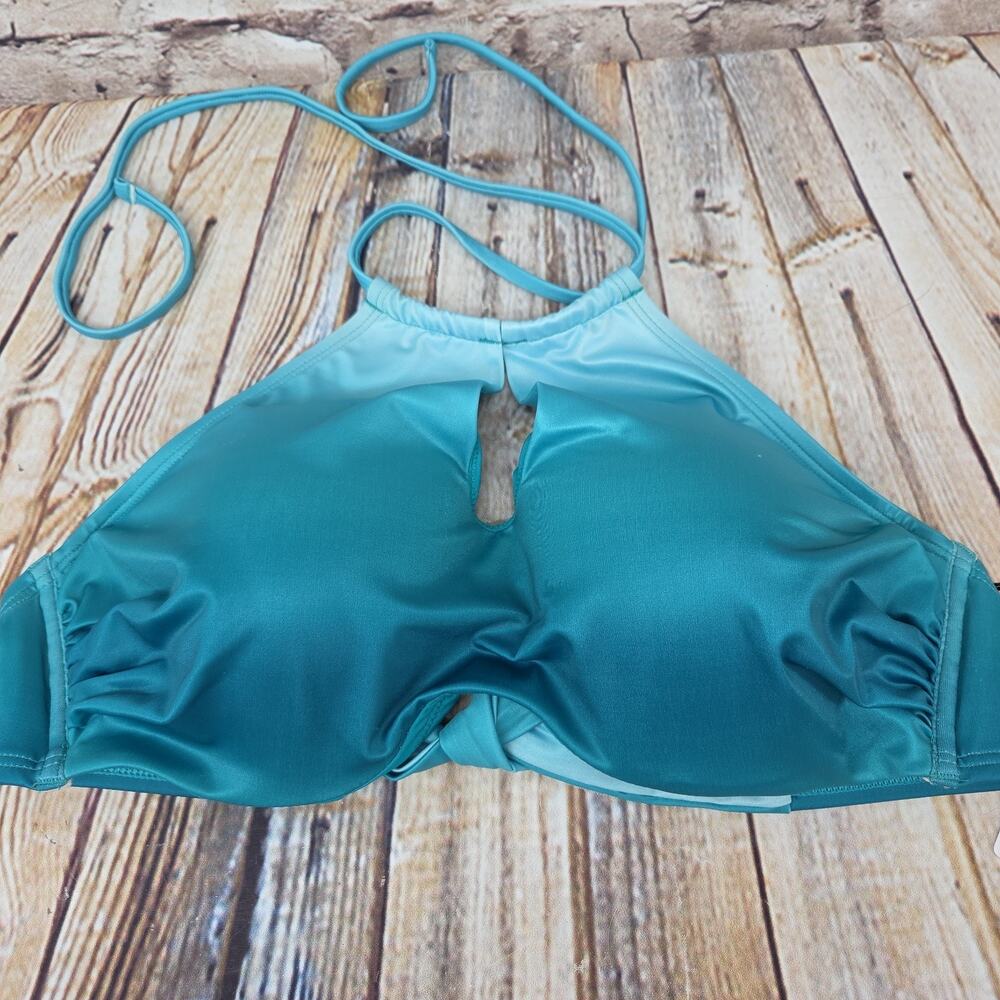 A Che Swim Top Size T4 Halter Teal Ombre NEW 32DD 34D 36C 38B